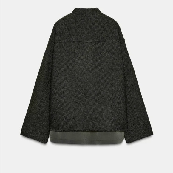 New Zara ZW collection wool blend textured jacket in khaki - XS/Small - Picture 6 of 7